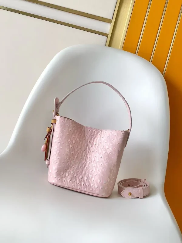 Louis Vuitton Pink Ostrich-Embossed Bucket Bag image 1
