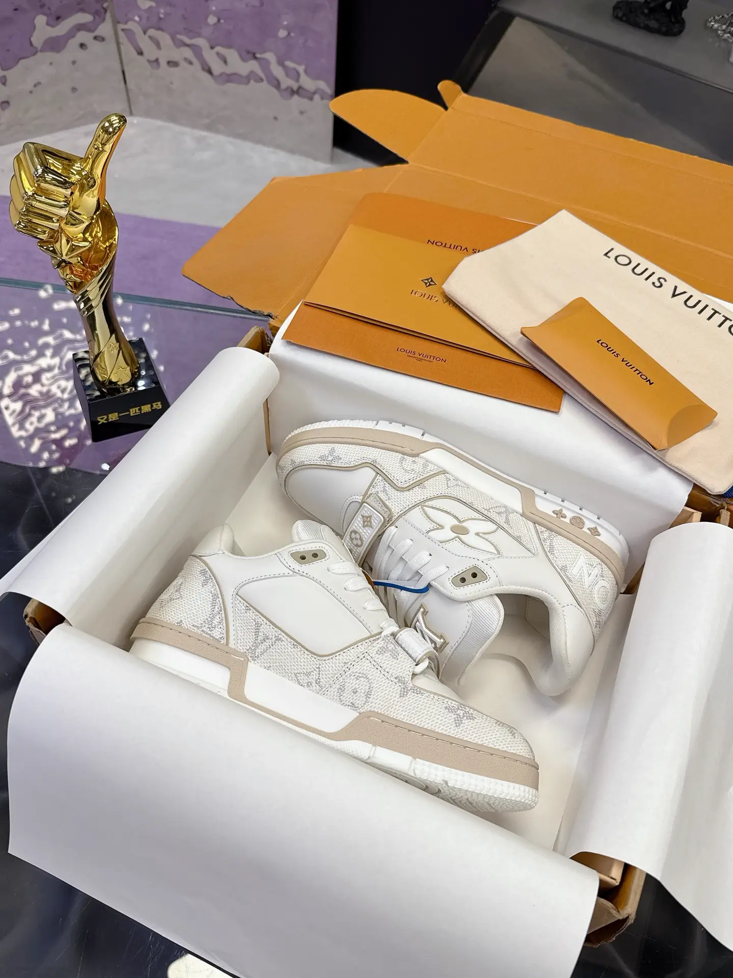 LV Trainer Sneakers with Hook and Loop Strap Couples Style image 1