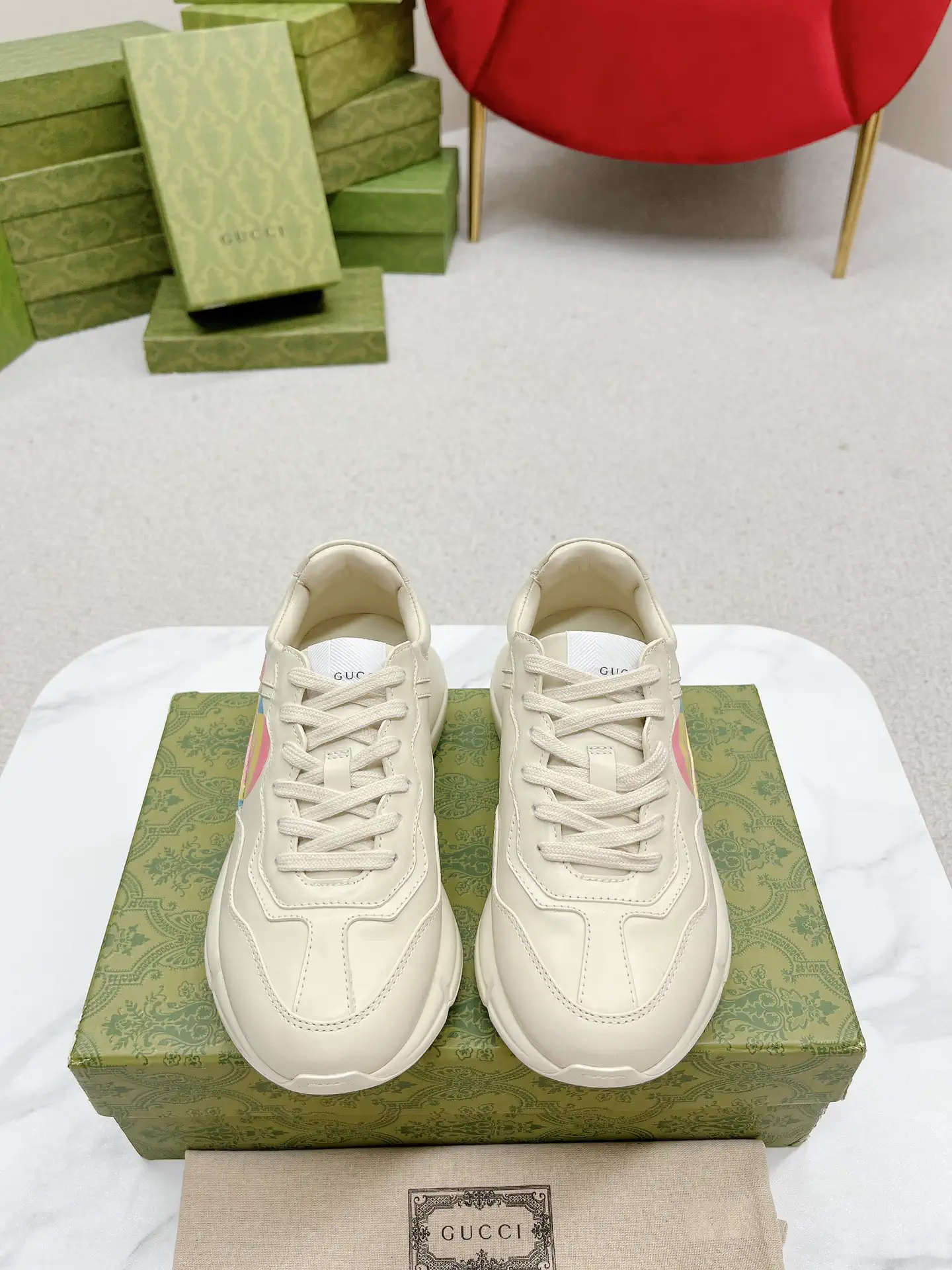 Gucci Chunky Dad Sneakers with Side Colorful Accents image 1