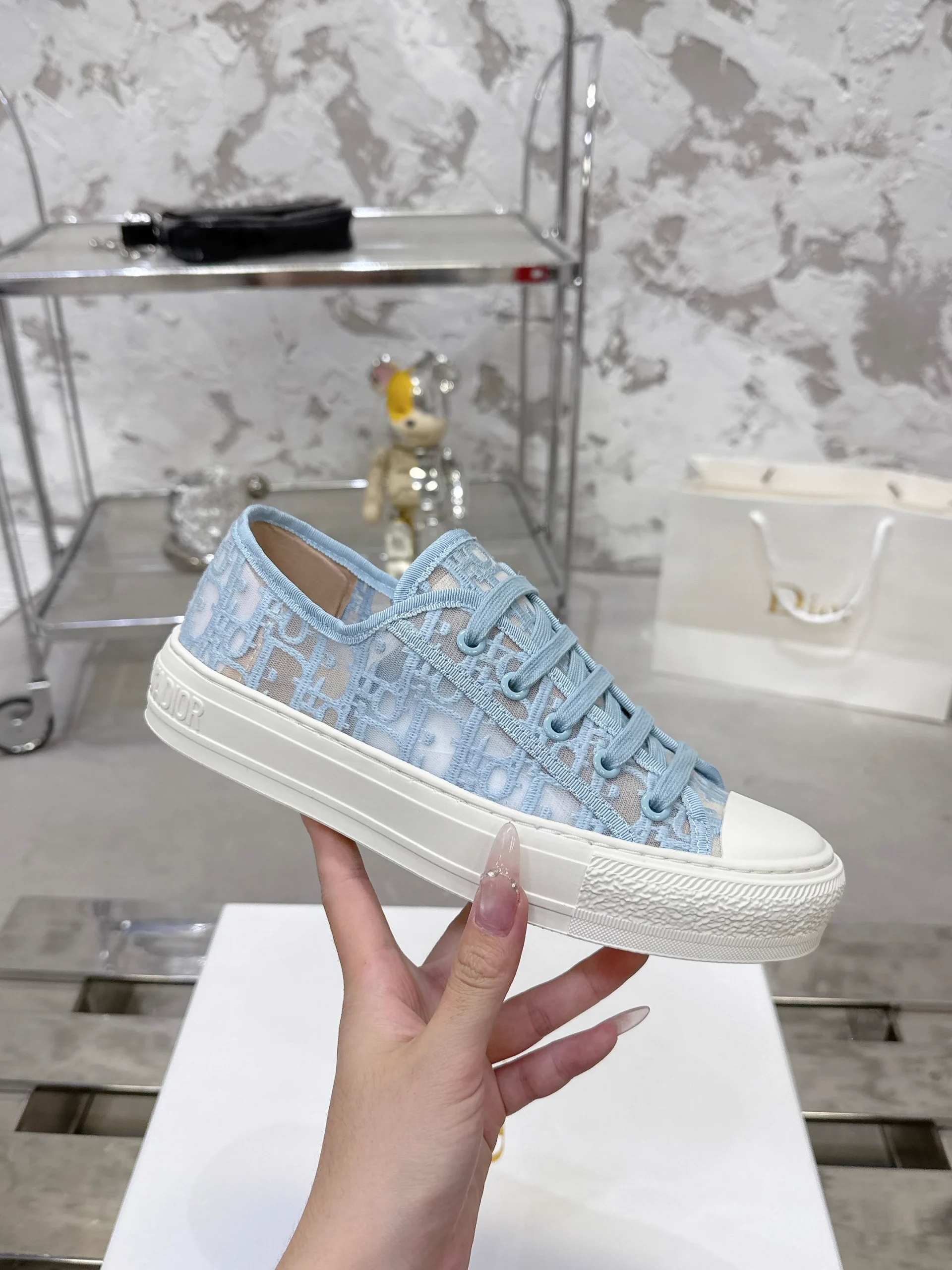Dior Walkn Series Oblique Embroidered Platform Canvas Shoes image 1