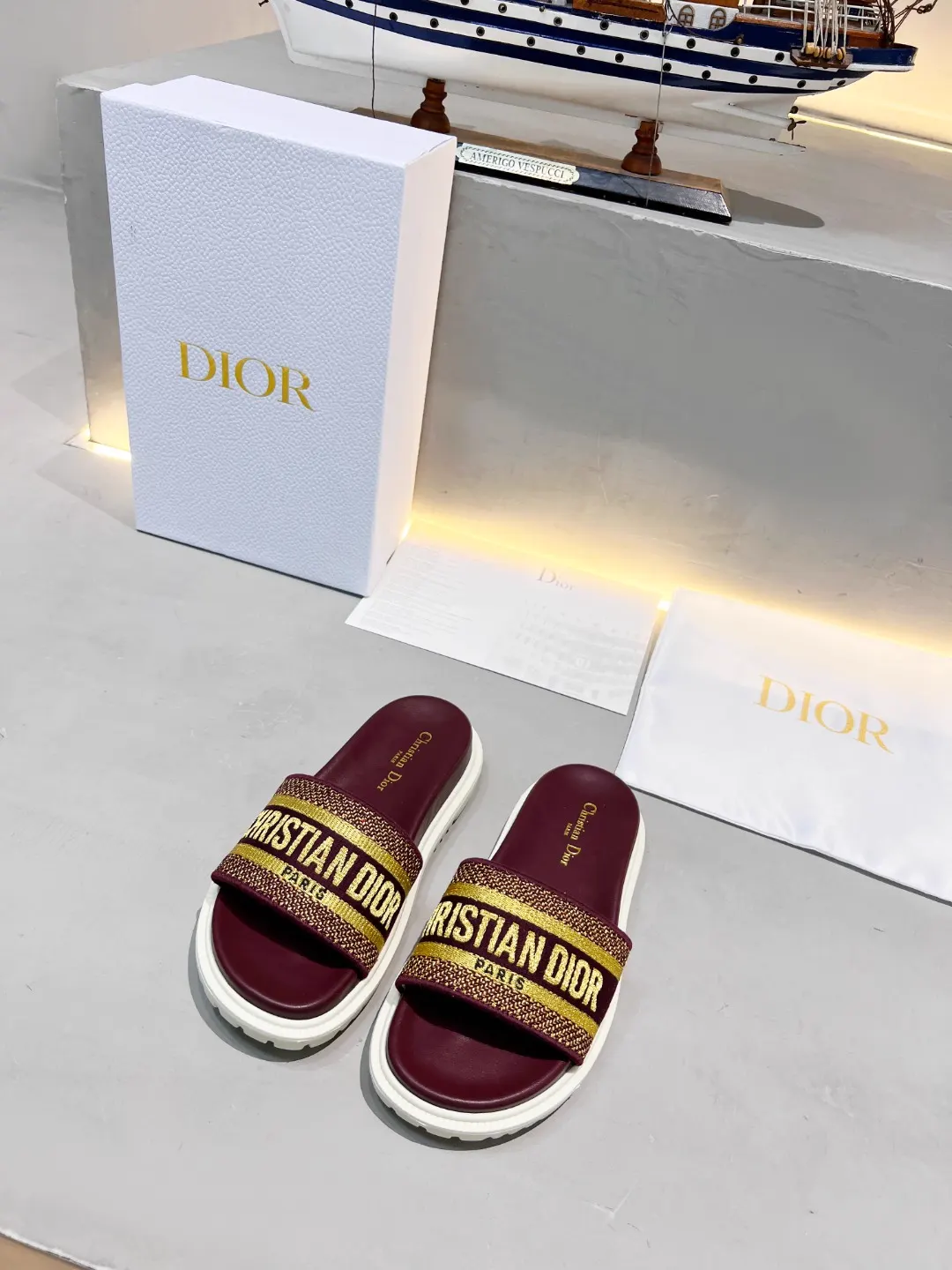 DIOR Embroidered Platform Slippers image 1