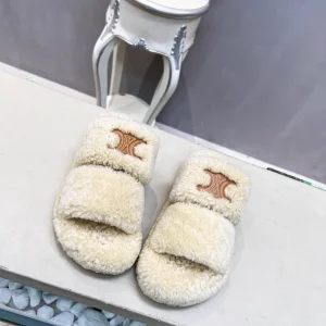Celine C-E-LINE Fluffy Slippers image 1