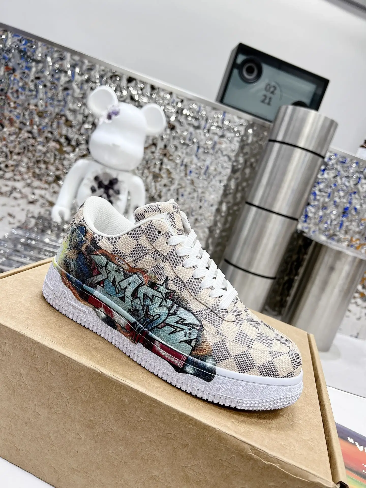 Louis Vuitton x Air Force 1 Brown Fashion Sneakers image 1