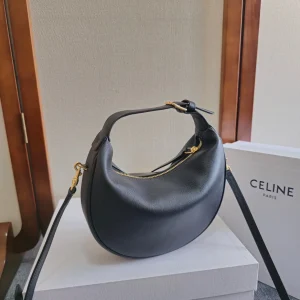 CELINE Black Leather Crescent Shoulder Bag image 1