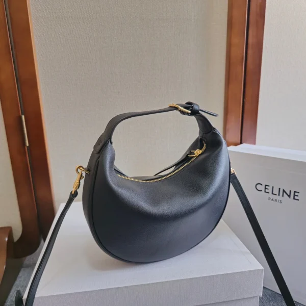 CELINE Black Leather Crescent Shoulder Bag image 1