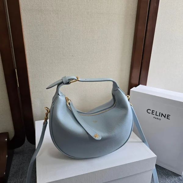 CELINE Light Blue Leather Crescent Shoulder Bag image 1