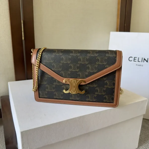 CELINE Triomphe Monogram Envelope Chain Wallet on Chain image 1