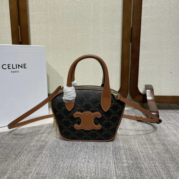 CELINE Monogram Mini Bowling Bag with Leather Trim image 1