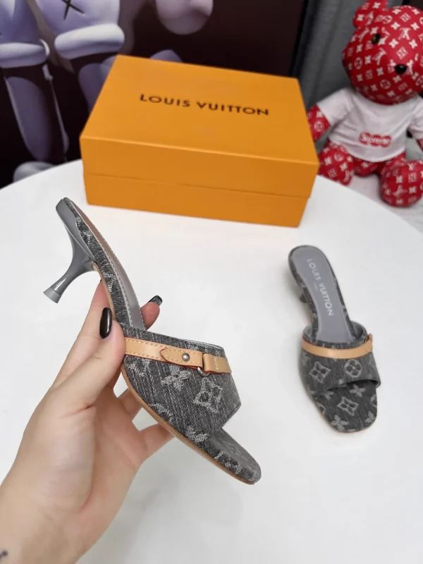 LV Denim Kitten Heel Slides Summer 2025 image 1