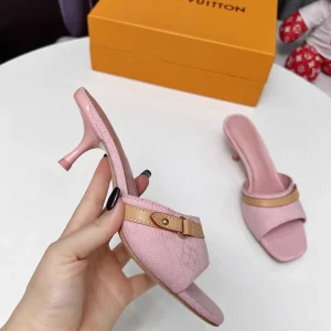 LV Denim Kitten Heel Slides Summer 2025 image 1