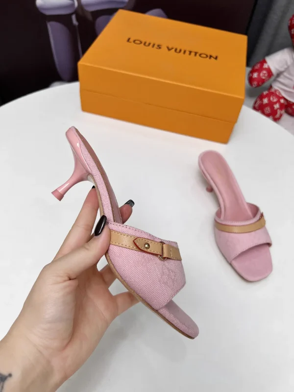 LV Denim Kitten Heel Slides Summer 2025 image 1