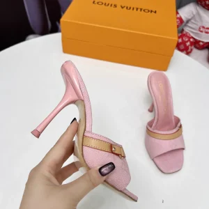 LV Denim Kitten Heel Slides Summer 2025 image 1