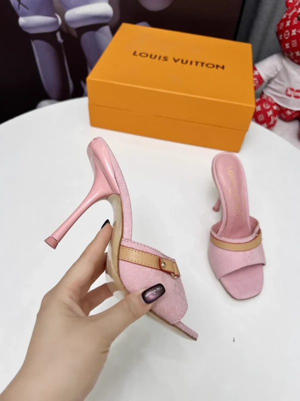 LV Denim Kitten Heel Slides Summer 2025 image 1