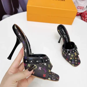 LV Denim Kitten Heel Slides Summer 2025 image 1