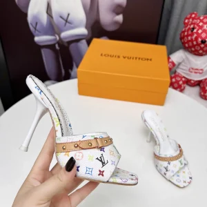 LV Denim Kitten Heel Slides Summer 2025 image 1