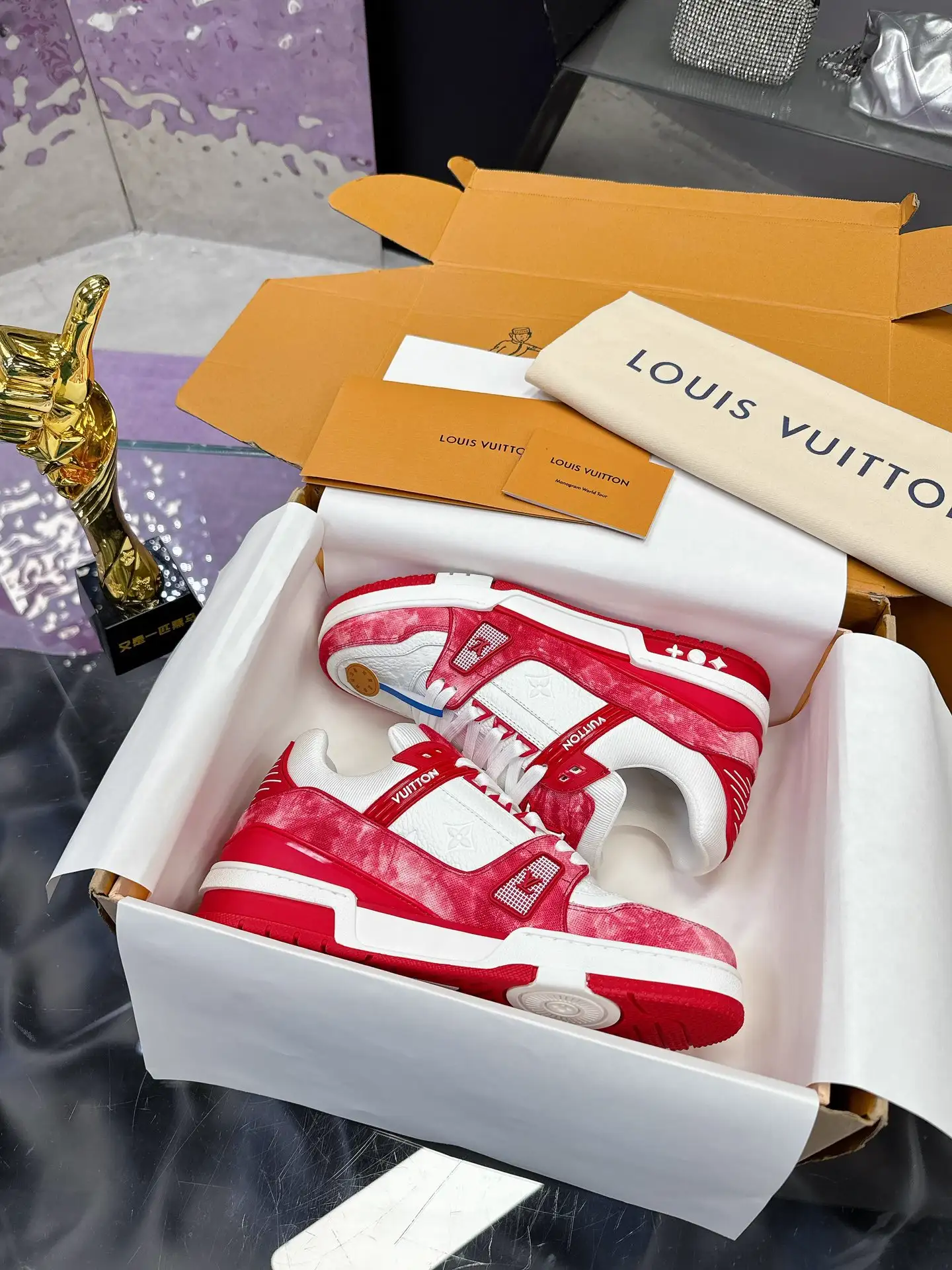 LV Trainer Maxi Sneakers - Washed Two-Tone Denim and Cowhide Leather image 1