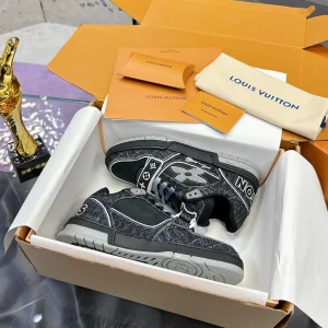 Louis Vuitton Trainer Sneaker Low Men's Velcro Denim Shoes image 1