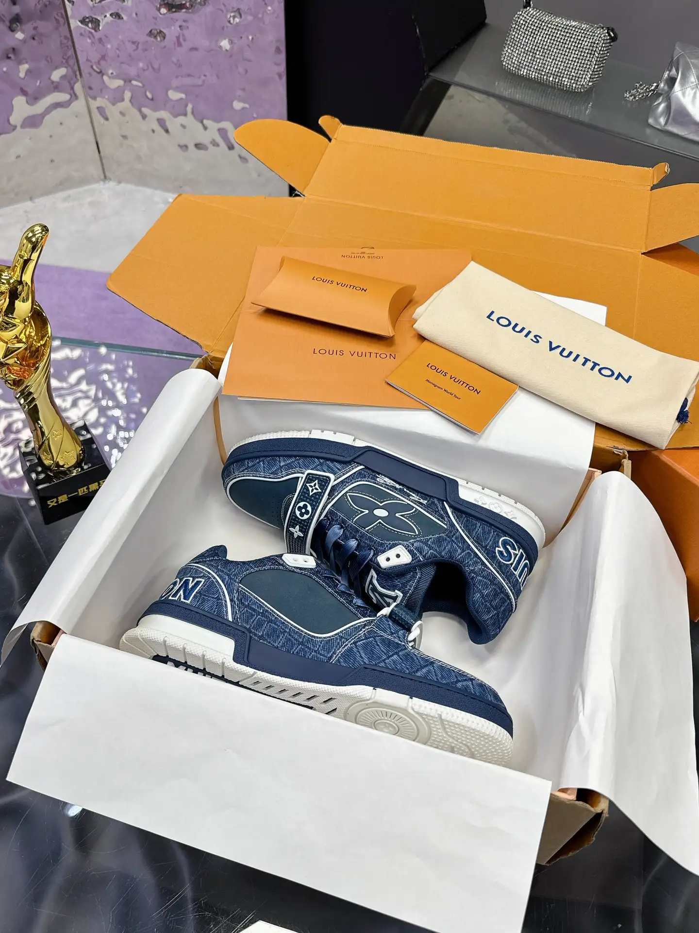Louis Vuitton Trainer Sneaker Low Men's Magic Tape Denim image 1