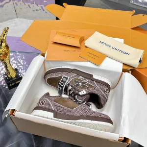 Louis Vuitton Trainer Sneaker Low Men's Monogram Denim Velcro Shoes image 1