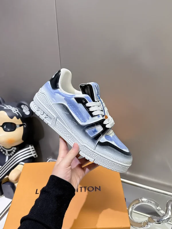 LV Unisex Trainer Basketball Sneakers with Ice-Crack Glaze Coating image 1