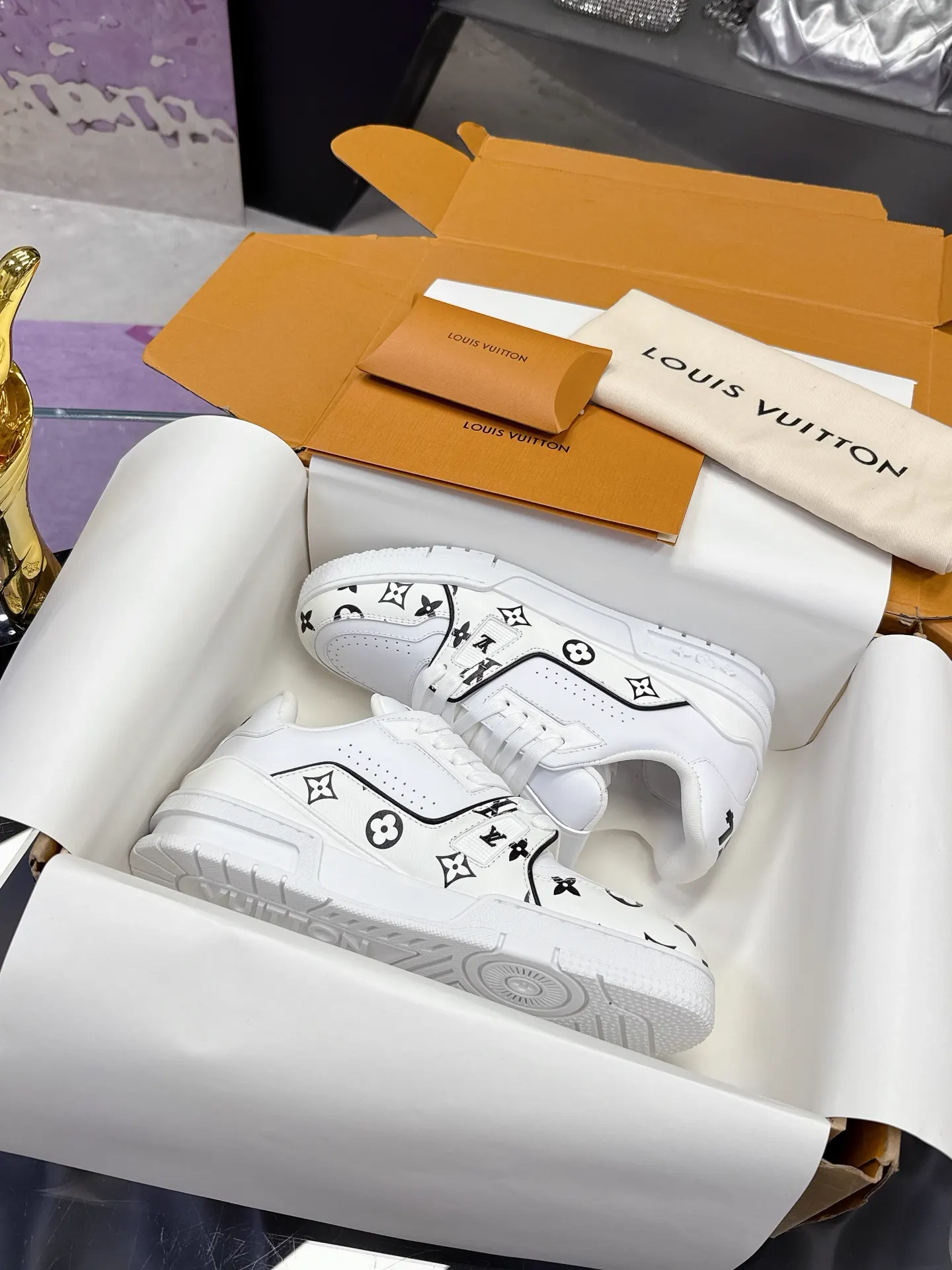 LV Trainer Maxi Leather Denim Sneakers image 1