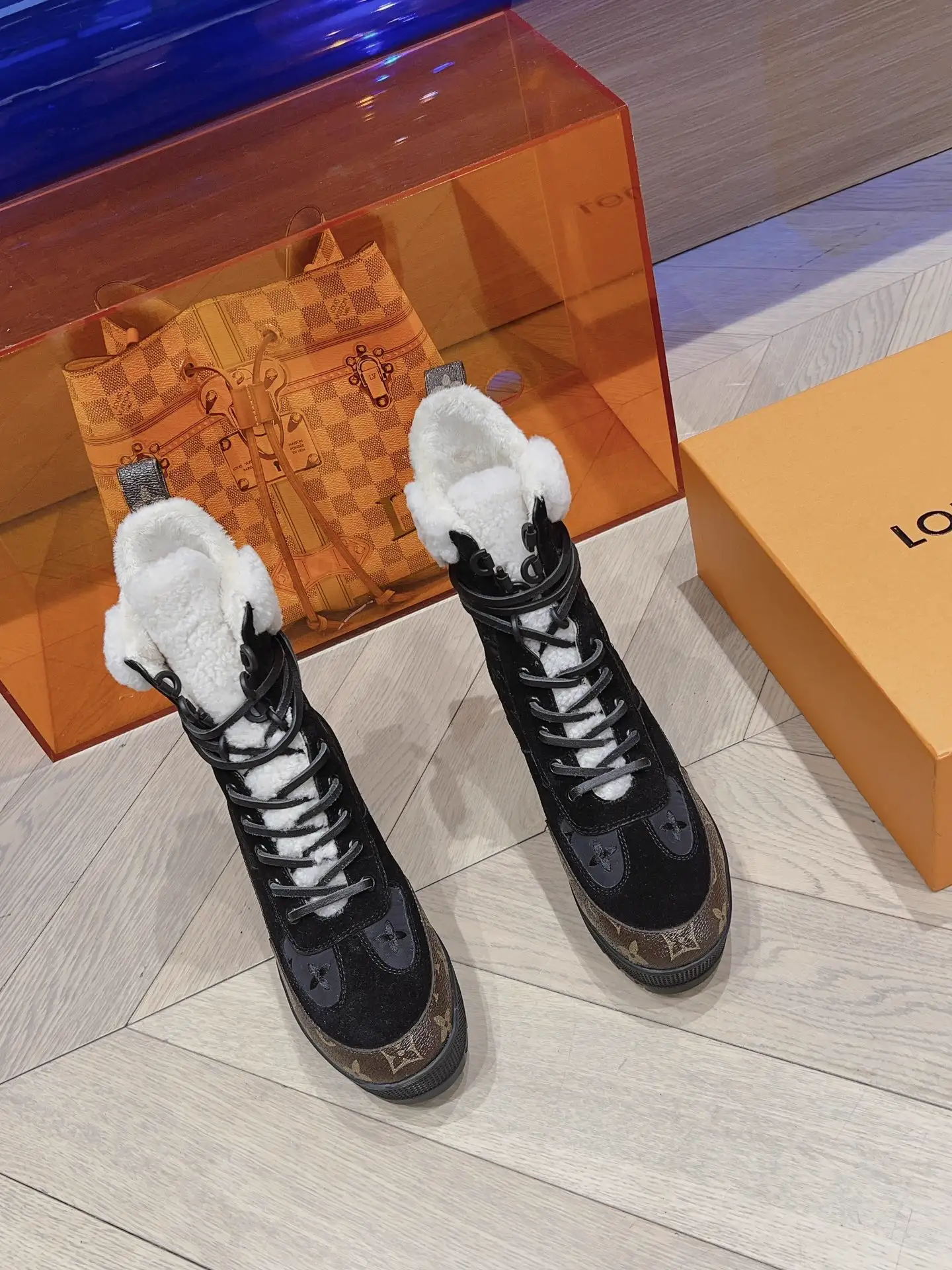 Classic Chunky Heel Martin Boot with Monogram Cowhide Upper image 1