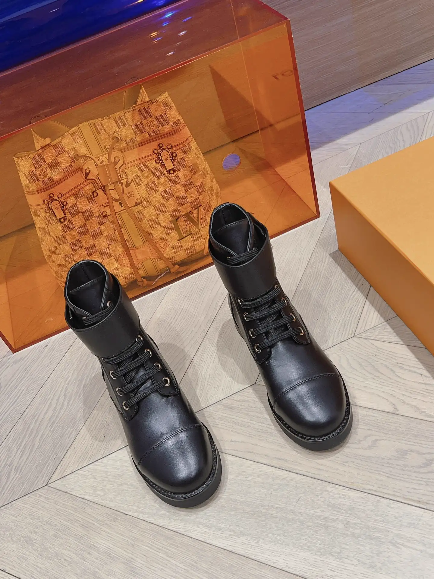 Classic Martin Boots with Round Toe and Monogram Motif image 1