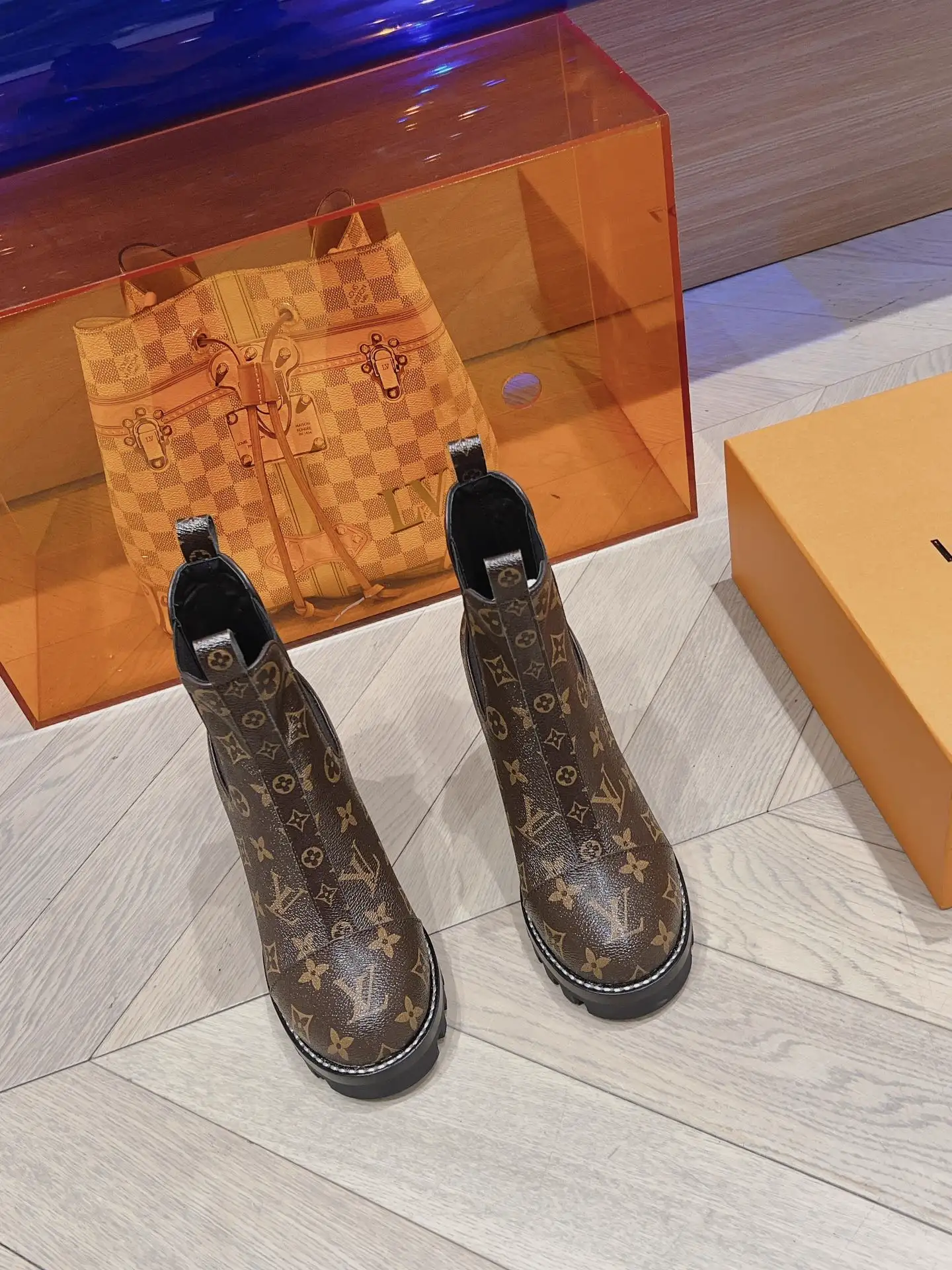 Women's Autumn/Winter High-Heel Boots with Monogram Leather Upper image 1