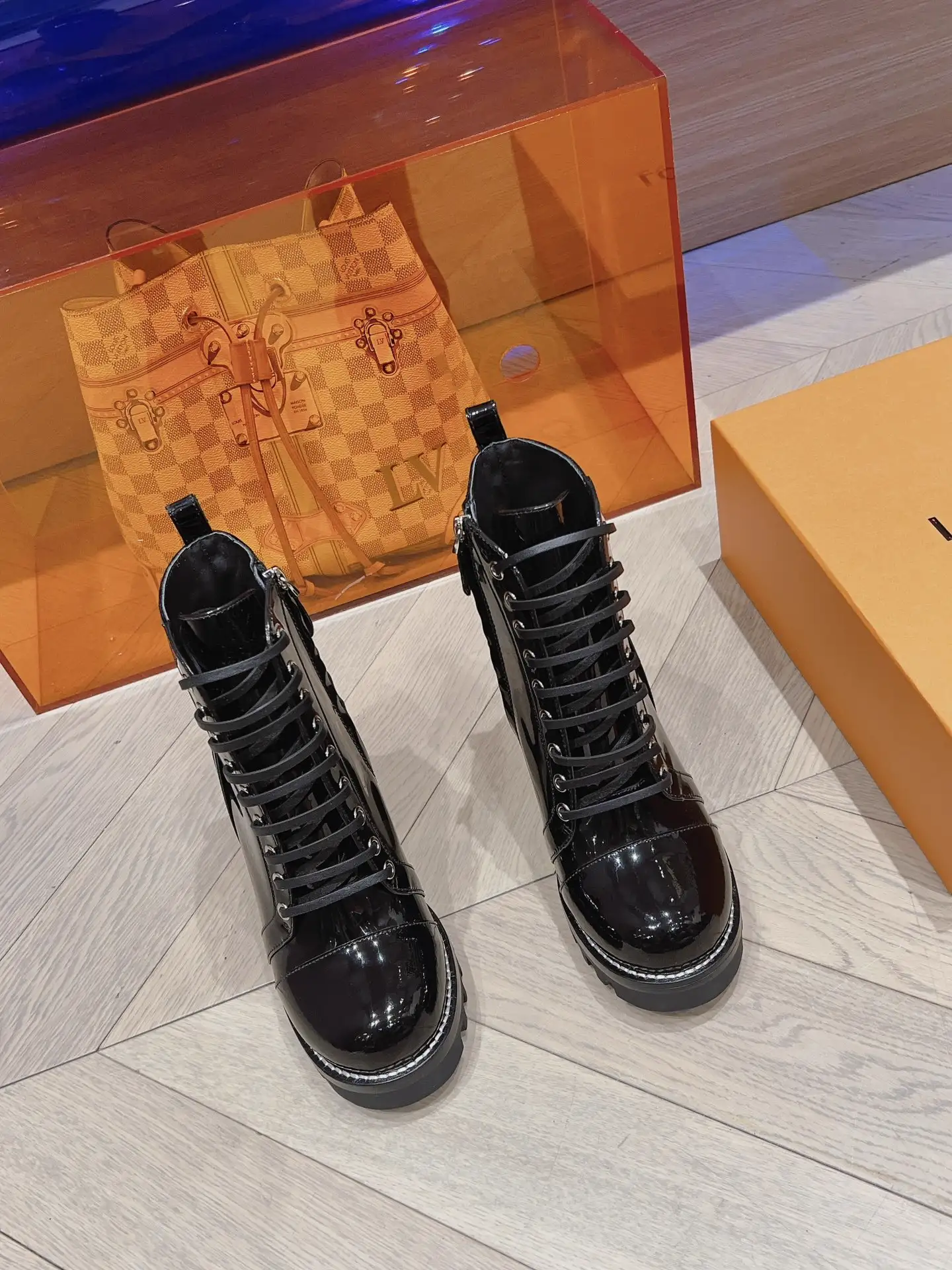 Women's High-Heel Boots with Monogram Pattern and 9cm Heel image 1