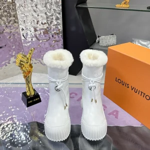 LV Genuine Leather Real Fur Retro Thick-Sole Shoes image 1
