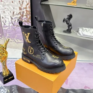 Louis Vuitton Graffiti Series Women's Side-Zip Lace-Up Thick-Sole Shoes image 1