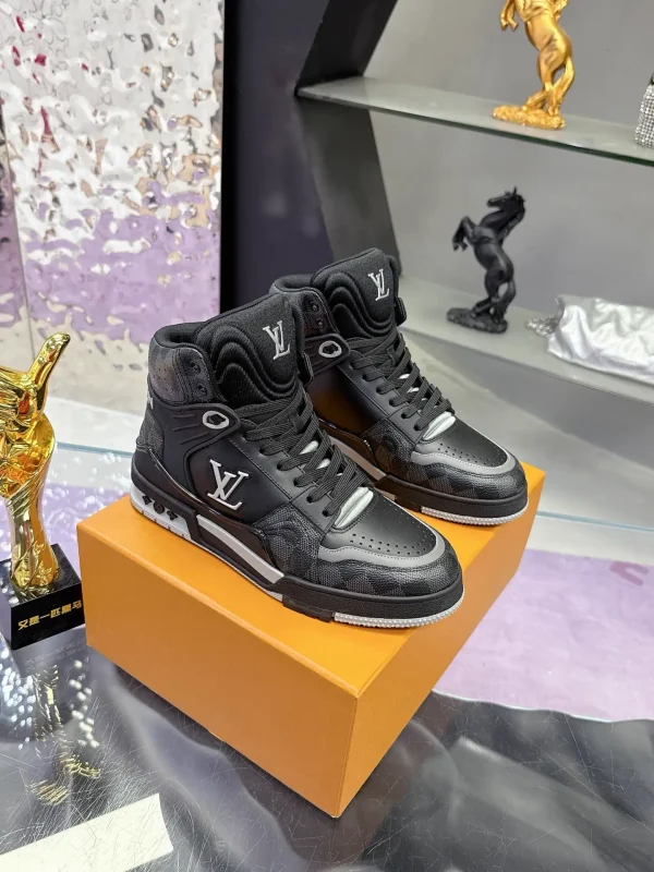 LV 2025 Runway Milan Men's High-Top Trainer Sneakers image 1