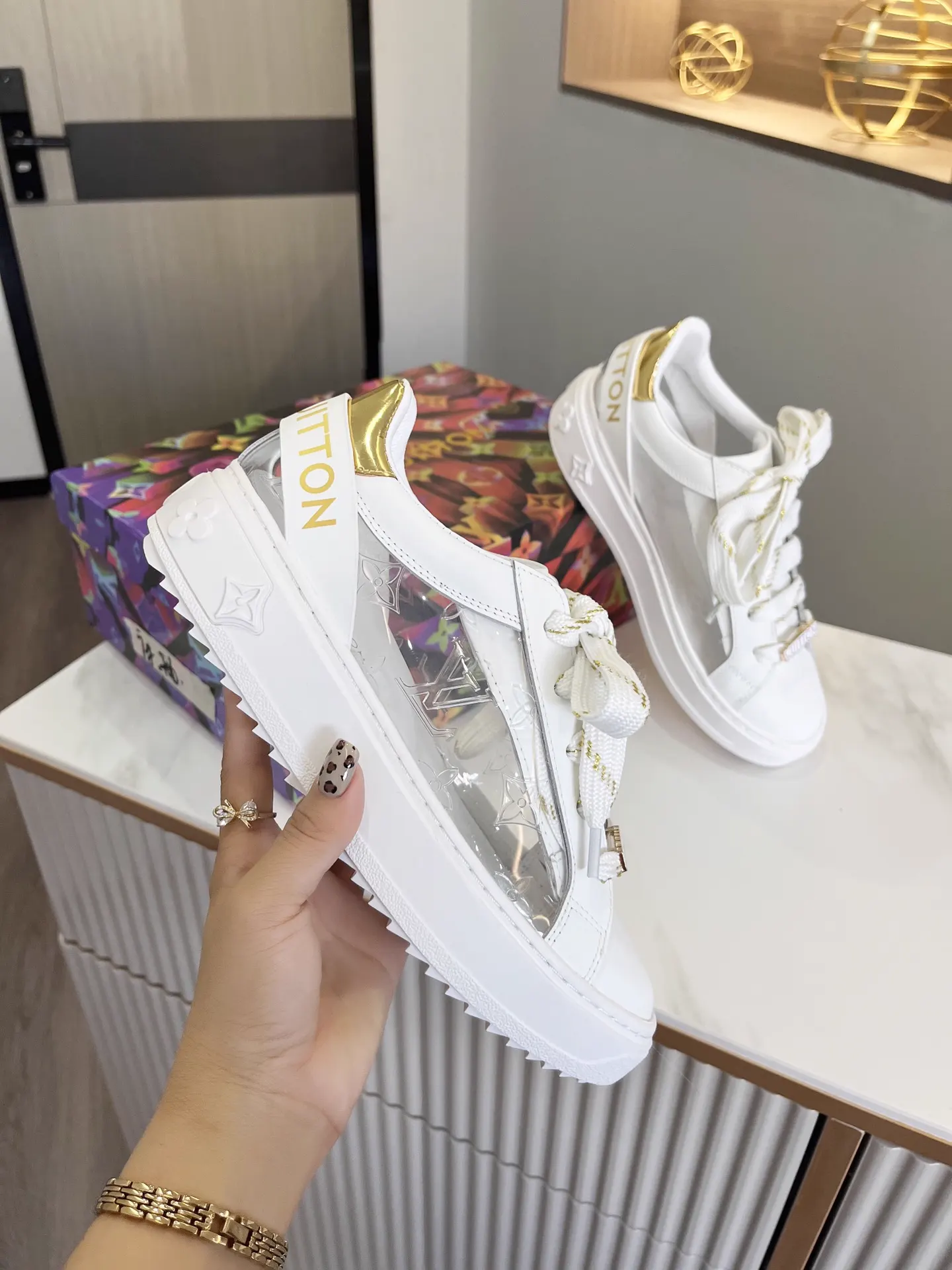 Louis Vuitton Time Out Calf Leather Sneaker with Transparent Monogram Upper image 1