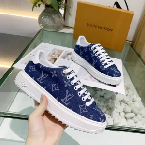 Louis Vuitton Classic Sneakers in Blue and Pink Monogram Denim image 1