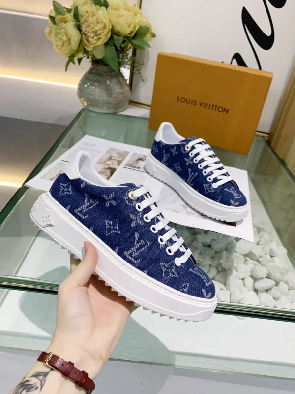 Louis Vuitton Classic Sneakers in Blue and Pink Monogram Denim image 1