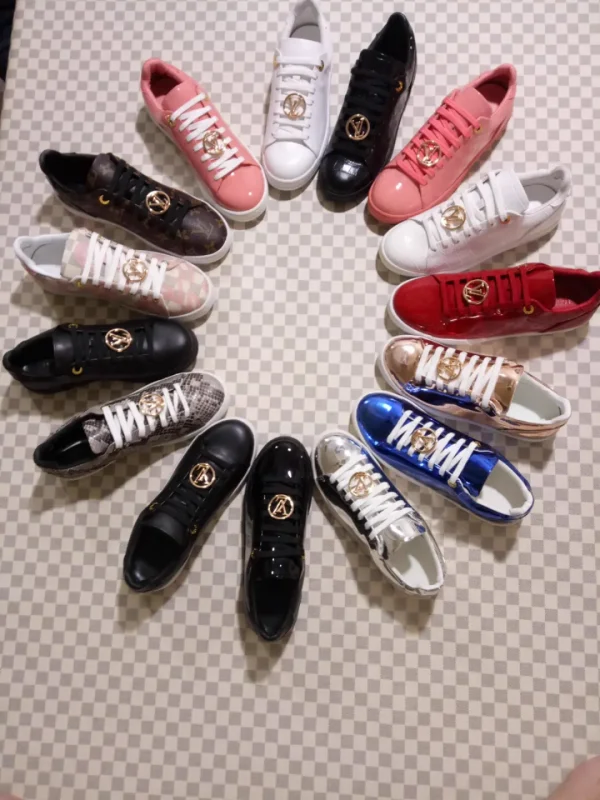 LV-Inspired White Shoes with Round LV Metal Buckle image 1