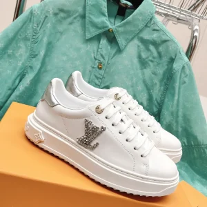 LV 2023 New Letter Rhinestone White Sneakers image 1