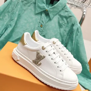 LV Sports Shoes 2023 New Letter Rhinestone White Sneakers image 1