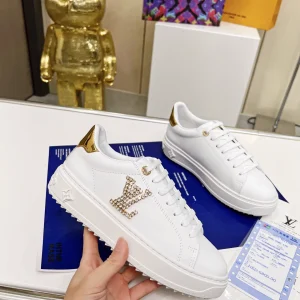 LV Time Out White Sneakers in Soft Cowhide Leather image 1