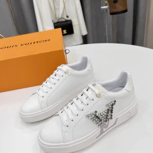 Louis Vuitton Time Out Crystal Embroidered White Sneakers image 1