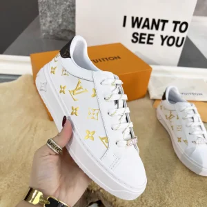Louis Vuitton Time Out White Sneakers in Monogram Embossed Calfskin image 1