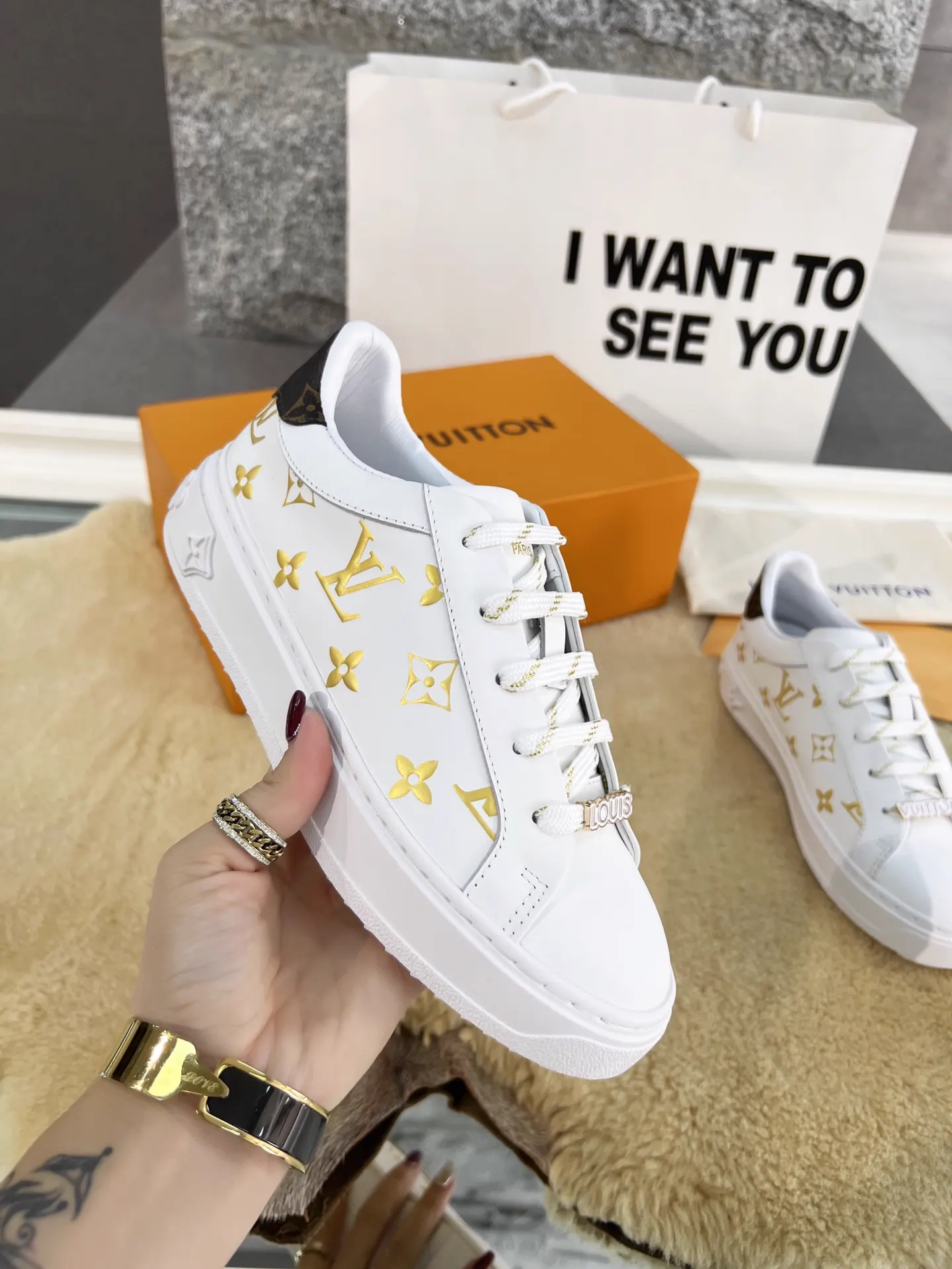 Louis Vuitton Time Out White Sneakers in Monogram Embossed Calfskin image 1