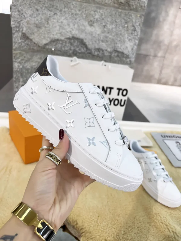 Louis Vuitton Time Out Monogram Embossed Leather White Sneakers image 1