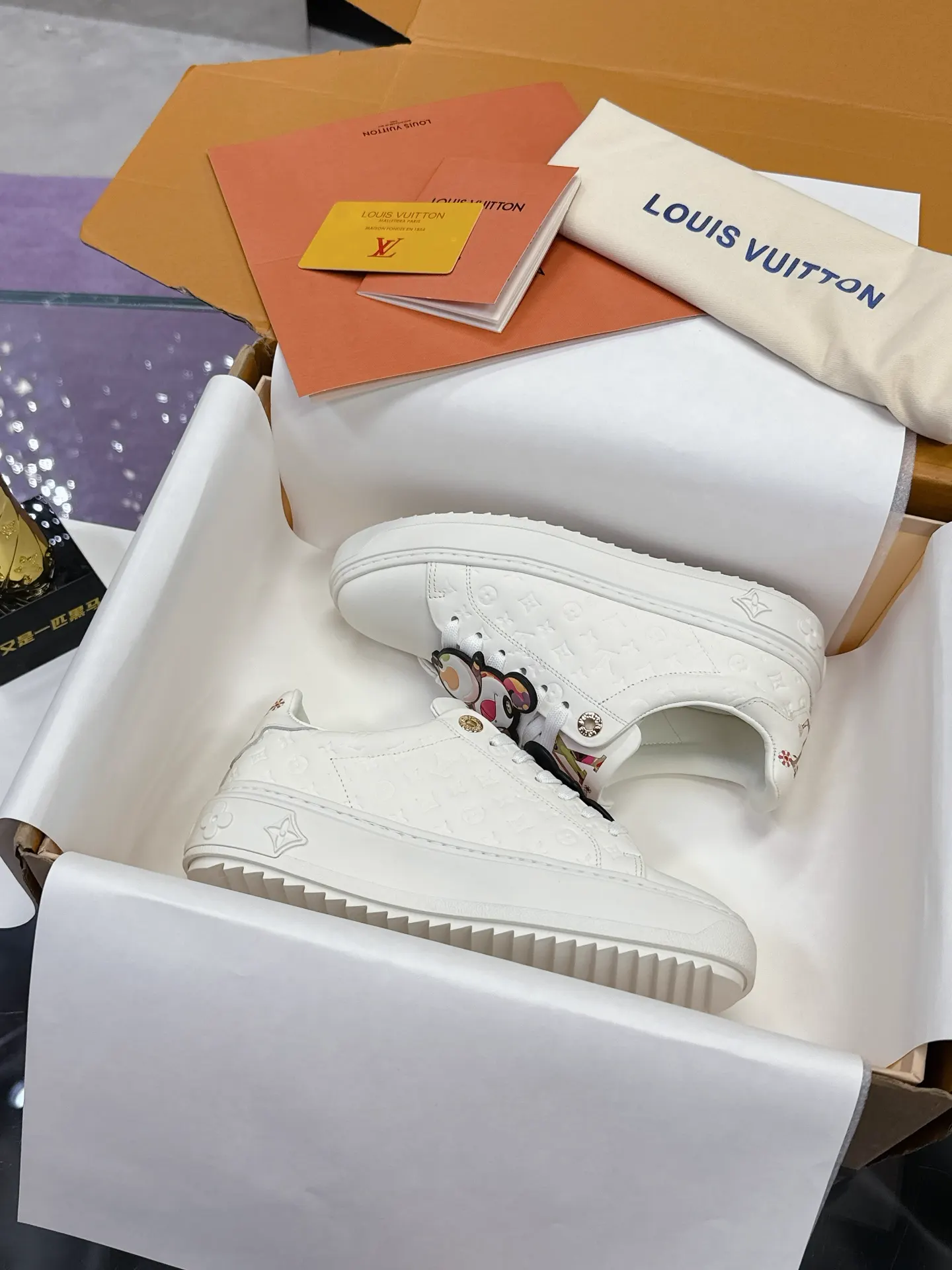 LV Couple Style Platform White Leather Sneakers image 1