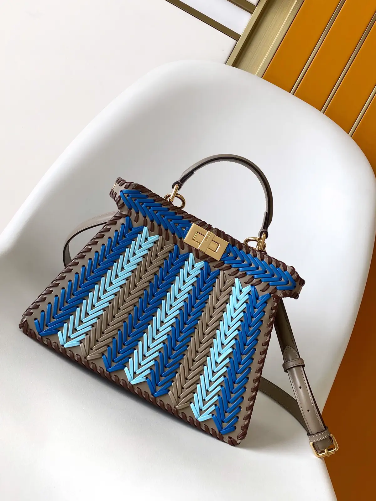 FENDI Peekaboo ISeeU Woven Top Handle Bag image 1