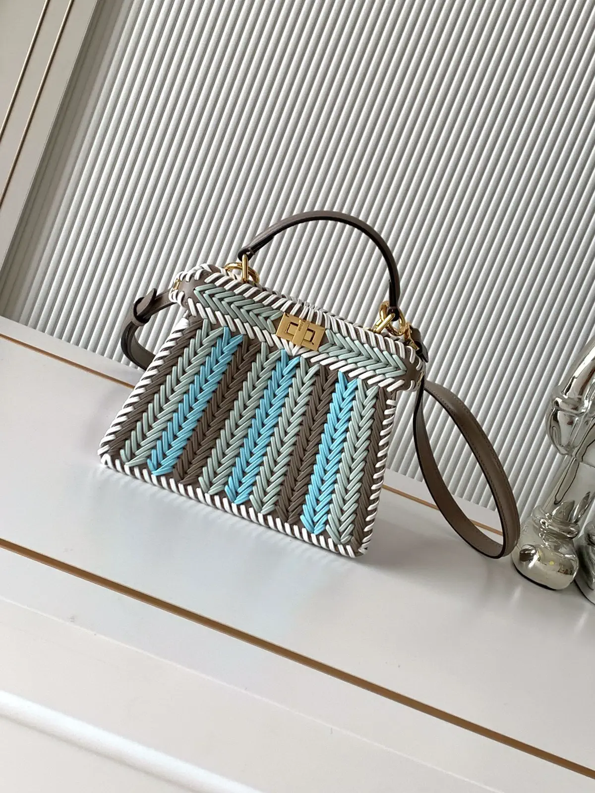 FENDI Woven Peekaboo ISeeU Mini Top Handle Bag image 1