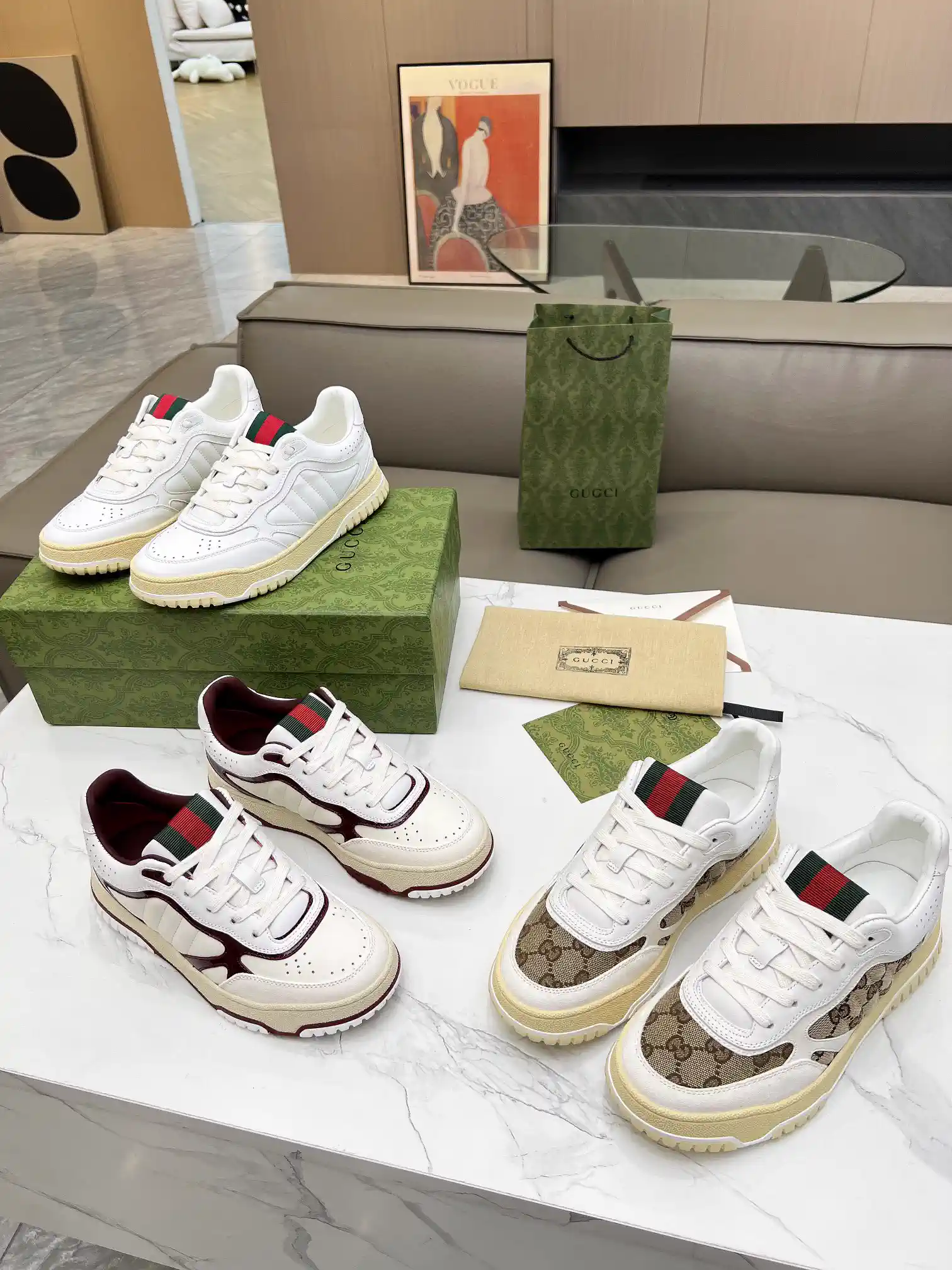 Gucci Distressed High and Low Top Couple Sneakers image 1