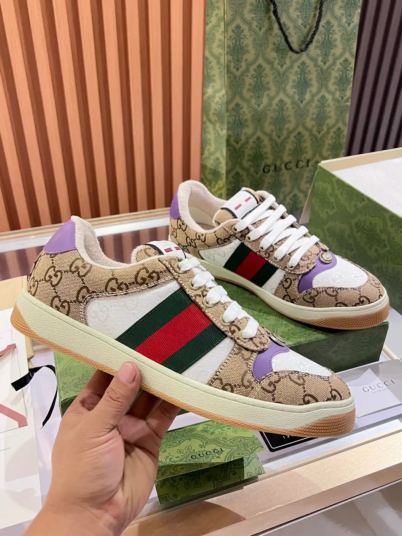 Gucci Women's Vintage Distressed Sneakers image 1