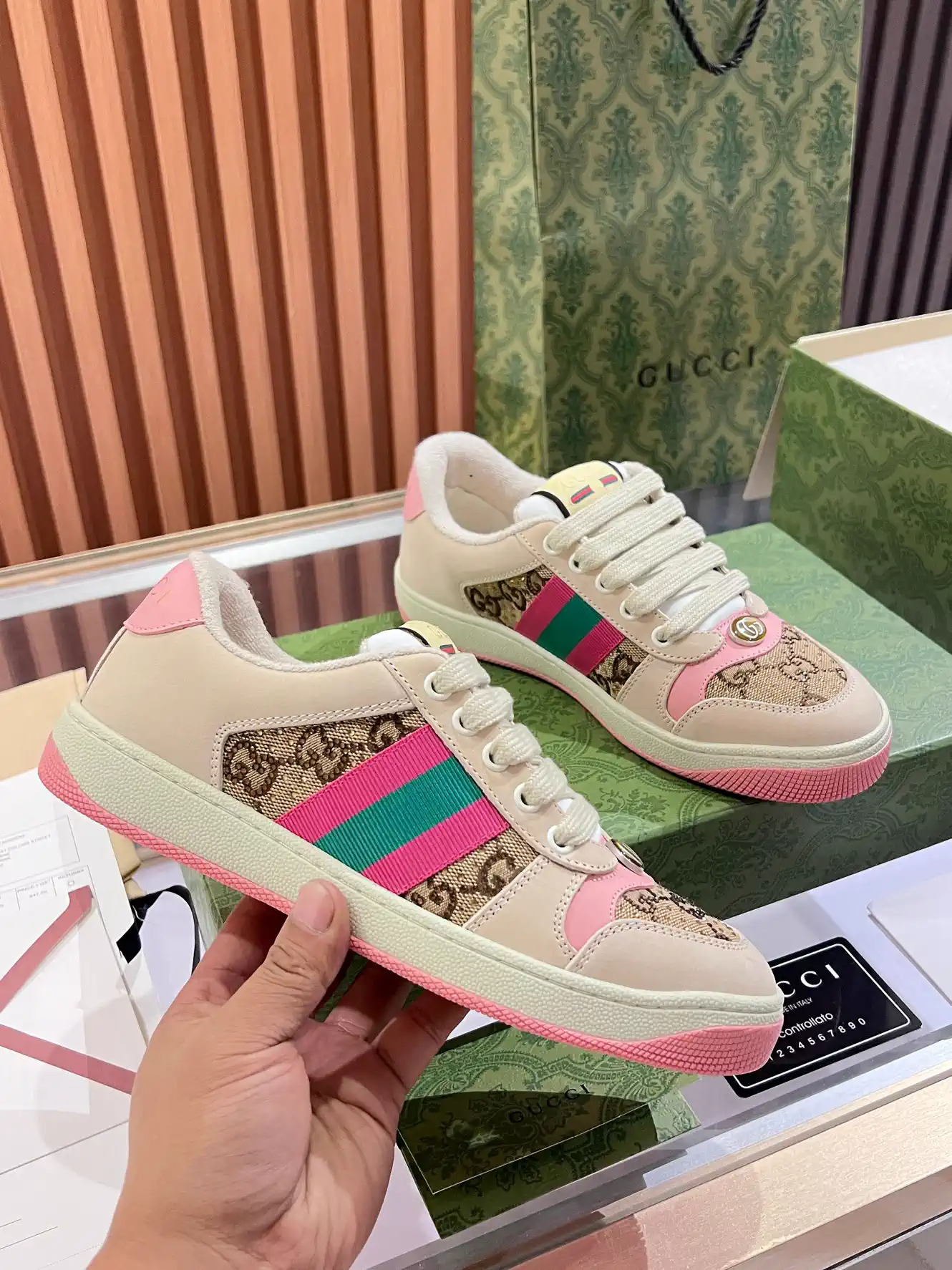 Gucci Women's Vintage Distressed Casual Sneakers image 1