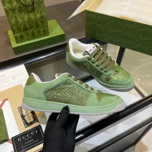 Green Rhinestone Embellished Low-Top Sneakers image 1